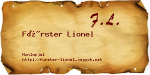 Fürster Lionel névjegykártya